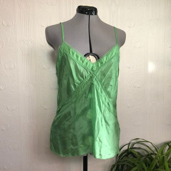 Antik Batik sexy silk sheer cami in bright green - size M - Picture 1 of 4